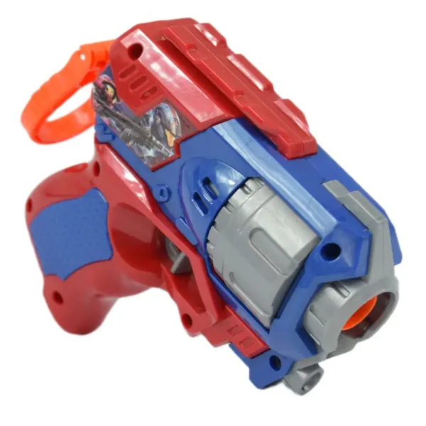Cool Soft Bullet Gun: Piccola pistola spara proiettili in schiuma con munizioni in colore blu-rosso 14cm immagine 2