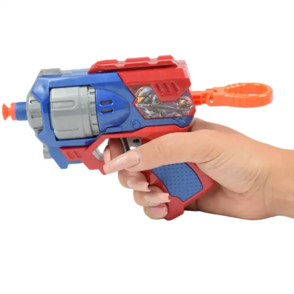 Cool Soft Bullet Gun: Piccola pistola spara proiettili in schiuma con munizioni in colore blu-rosso 14cm immagine 4