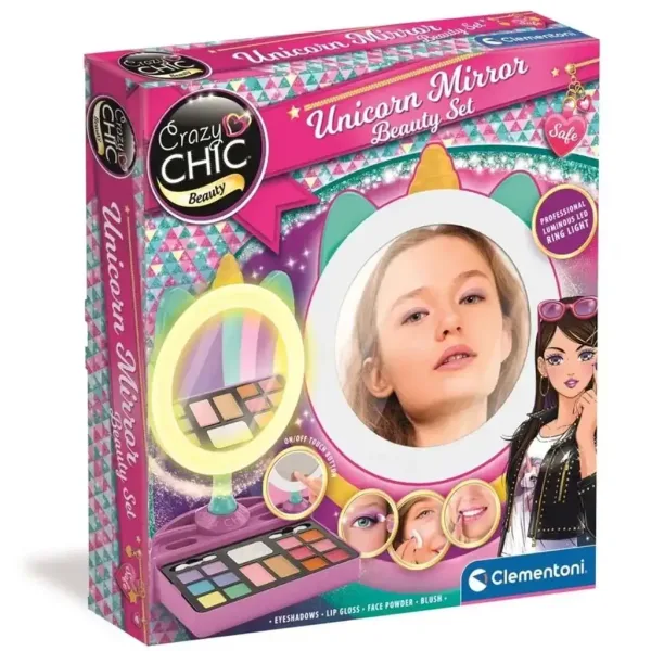 Crazy Chic: Specchio per trucco con unicorno luminoso - Clementoni immagine 1