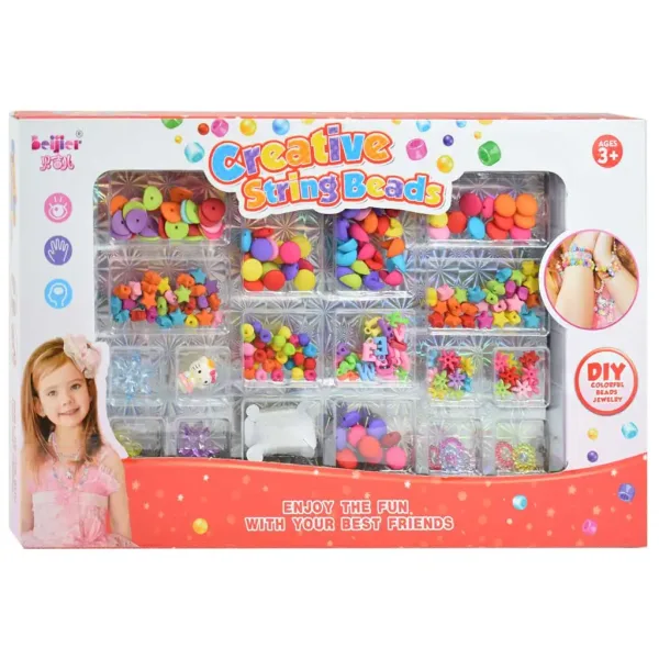 Creative StringBeads: Set di perline per creare gioielli con oltre 200 perline colorate e ciondolo immagine 1