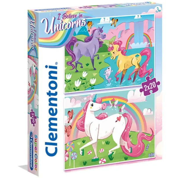 Credo negli unicorni Supercolor 2 in 1 puzzle 2x20 pezzi - Clementoni immagine 1