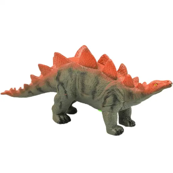 Dino World: Figura di dinosauro Stegosaurus in vinile che emette suoni, con imbottitura in cotone, di 35 cm. immagine 2