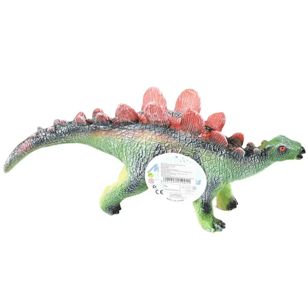 Dino World: Figura di dinosauro Stegosaurus in vinile con suono, imbottitura in cotone, 35 cm immagine 2