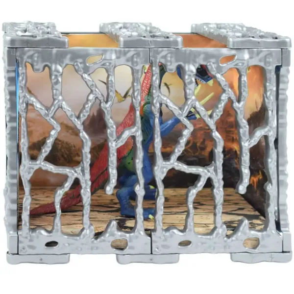 Dino World: Figura di dinosauro Therizinosaurus dettagliatamente realizzata di 20 cm in gabbia. immagine 3