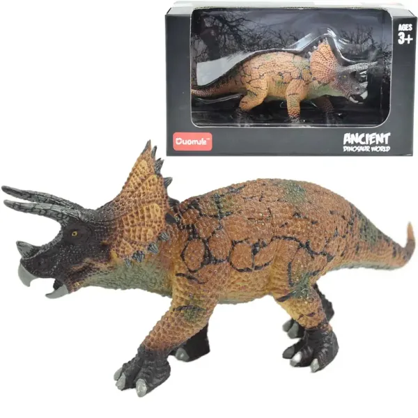 Dino World: Figura di dinosauro Triceratops da 16 cm dettagliatamente lavorata in confezione regalo immagine 1