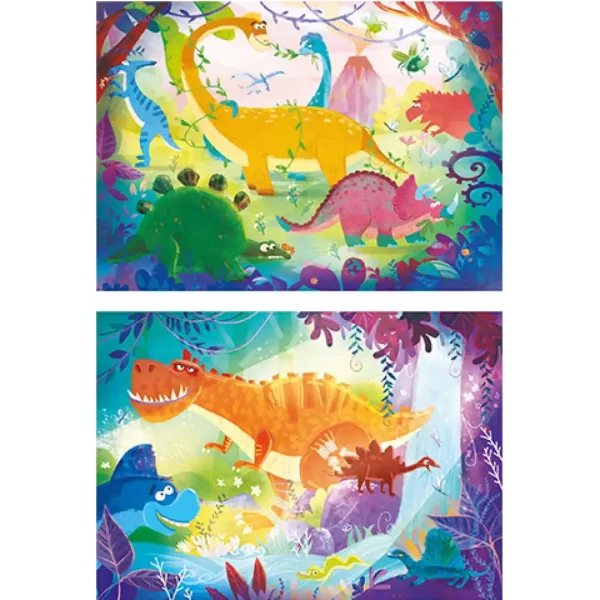 Dinosauri divertenti Supercolor 2 in 1 puzzle 2x20 pezzi - Clementoni immagine 2