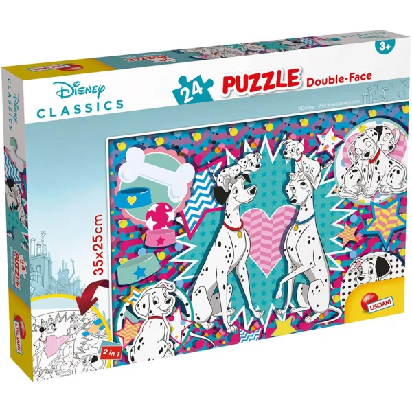 Disney 101 cuccioli 2 in 1 puzzle da 24 pezzi e album da colorare 35x25cm - Lisciani immagine 1