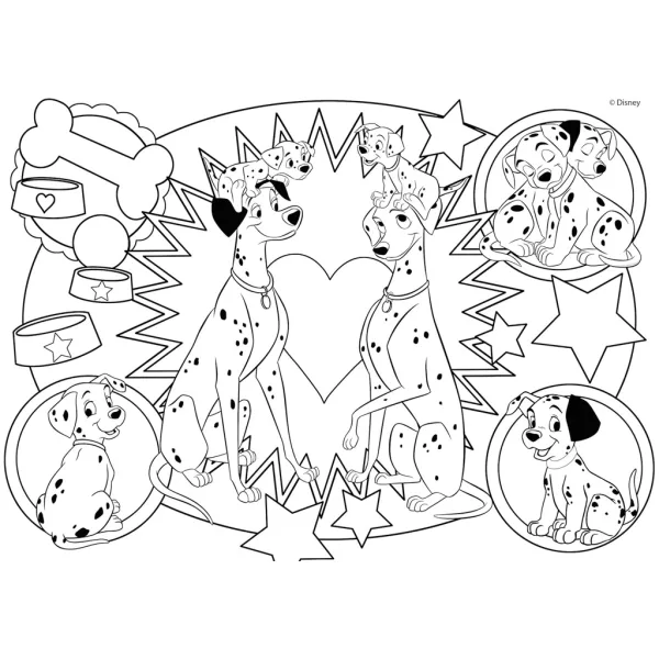 Disney 101 cuccioli 2 in 1 puzzle da 24 pezzi e album da colorare 35x25cm - Lisciani immagine 3