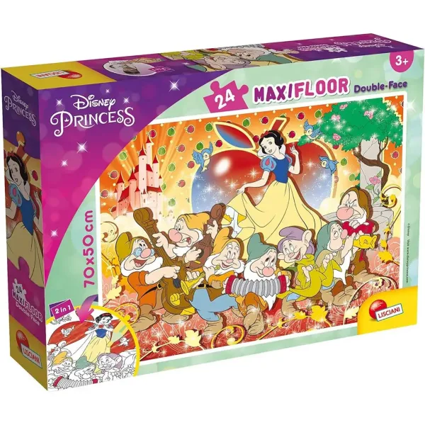 Disney Biancaneve 2 in 1 maxi puzzle da 24 pezzi e libro da colorare 70x50 cm - Lisciani immagine 1