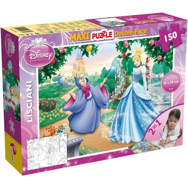 Disney Cenerentola 2 in 1 maxi puzzle da 150 pezzi e album da colorare 70x50 cm - Lisciani immagine 1