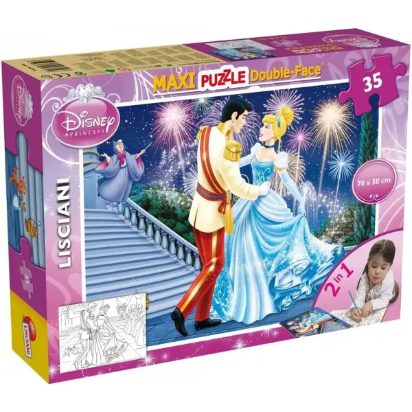 Disney Cenerentola 2 in 1 maxi puzzle da 35 pezzi e libro da colorare 70x50cm - Lisciani immagine 1