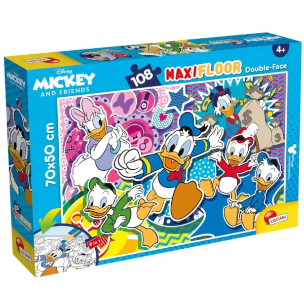 Disney DuckTales 2 in 1 puzzle da 108 pezzi e album da colorare 70x50 cm - Lisciani immagine 1