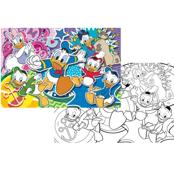 Disney DuckTales 2 in 1 puzzle da 108 pezzi e album da colorare 70x50 cm - Lisciani immagine 2
