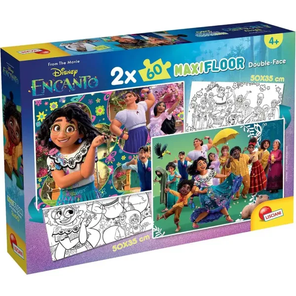 Disney Encanto 2 in 1 maxi puzzle da 2x60 pezzi e colorabile 50x35cm - Lisciani immagine 1