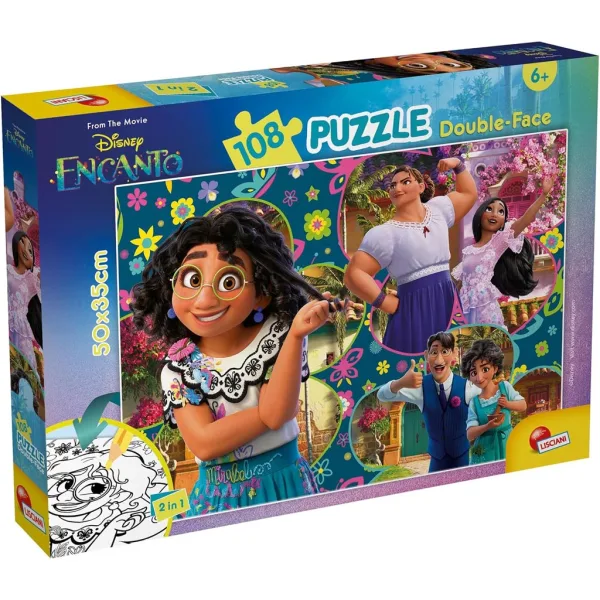 Disney Encanto 2 in 1 puzzle da 108 pezzi e disegno da colorare 50x35cm - Lisciani immagine 1
