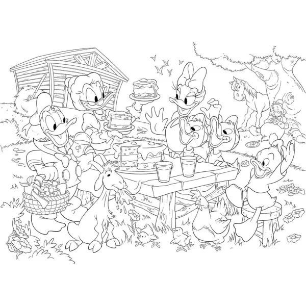 Disney La famiglia di Paperino 2 in 1 maxi puzzle da 35 pezzi e album da colorare 70x50cm - Lisciani immagine 2