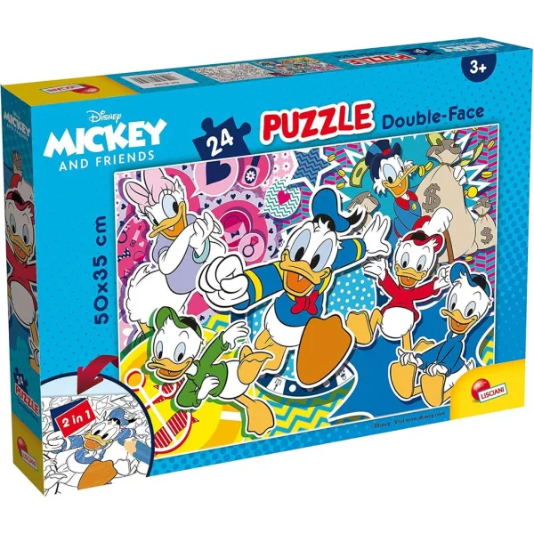 Disney Paperino 2 in 1 puzzle e album da colorare da 24 pezzi 50x35 cm - Lisciani immagine 1