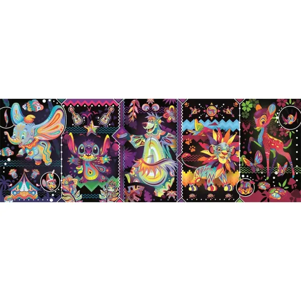 Disney: Personaggi Neon puzzle panoramico 1000 pezzi 98x33cm - Clementoni immagine 2