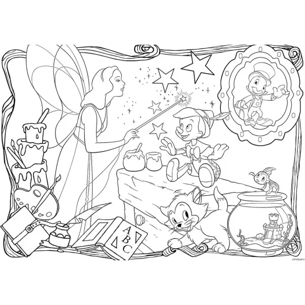 Disney Pinocchio 2 in 1 maxi puzzle da 24 pezzi e album da colorare 70x50cm - Lisciani immagine 2
