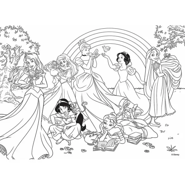 Disney Principesse 2 in 1 maxi puzzle da 24 pezzi e album da colorare 70x50cm - Lisciani immagine 2