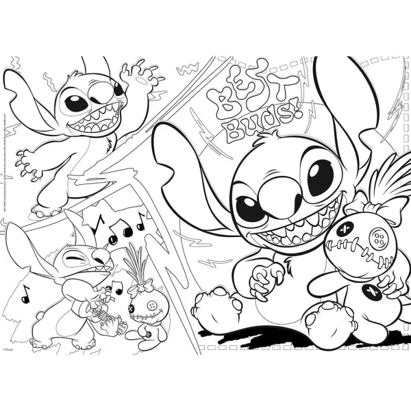 Disney Stitch 2 in 1 maxi puzzle da 24 pezzi e album da colorare 70x50 cm - Lisciani immagine 2