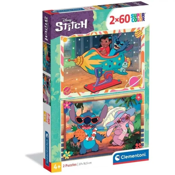 Disney Stitch Supercolor puzzle Clementoni, 2x60 pezzi immagine 1