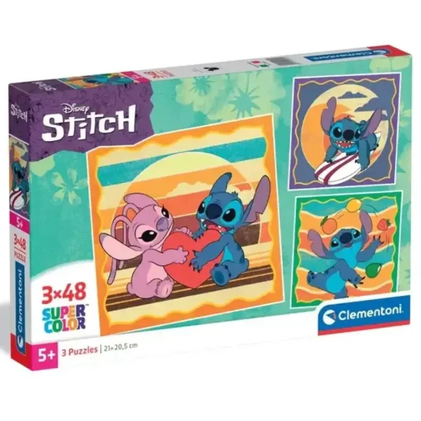 Disney+Stitch e Angel puzzle Supercolor 3x48 pezzi - Clementoni immagine 1