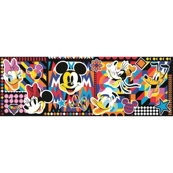 Disney: Topolino classico puzzle panoramico 1000 pezzi 98x33cm - Clementoni immagine 2