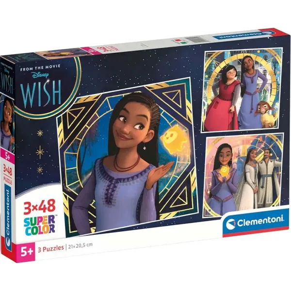 Disney+Wish 3x48 pezzi Supercolor puzzle - Clementoni immagine 1