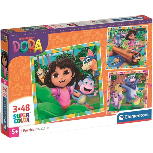 Dora l’esploratrice puzzle Supercolor 3x48 pezzi - Clementoni immagine 1