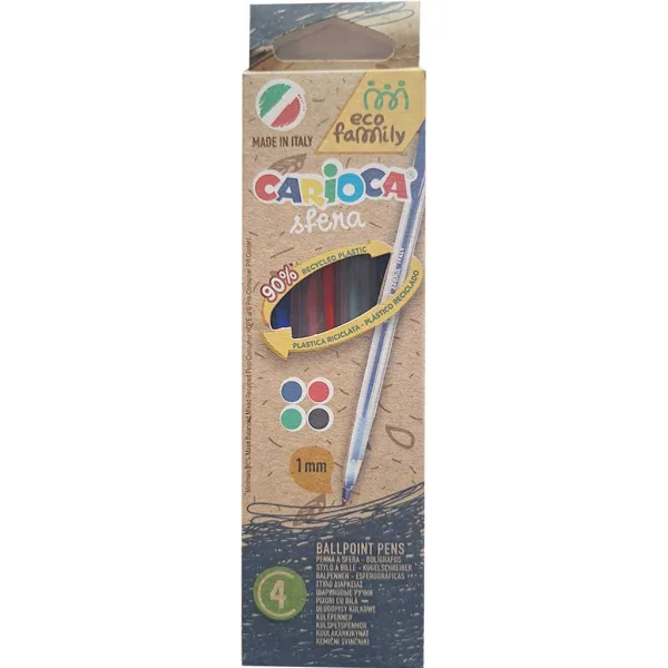 Eco Family Sfera set da 4 penne a sfera colorate punta 1 mm - Carioca immagine 1