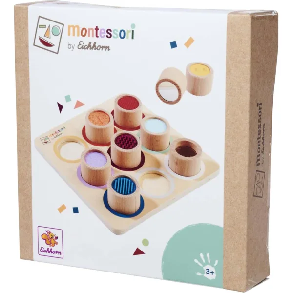 Eichhorn: Coppie di cilindri sensoriali in legno Montessori – Gioco in legno per lo sviluppo del tatto - Simba Toys immagine 1