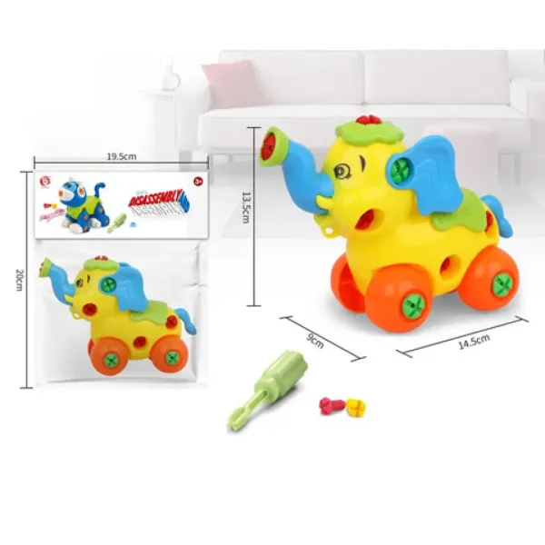 Elefante colorato smontabile con ruote immagine 1