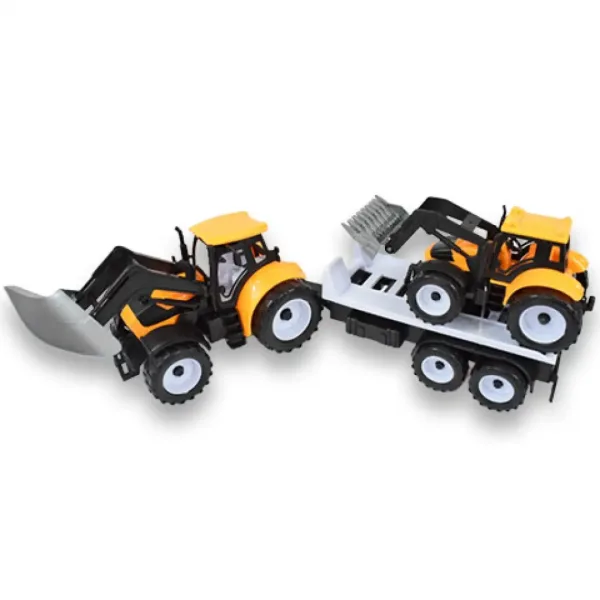 Engineering Truck: set di 2 trattori con rimorchio e macchina operatrice 46cm immagine 3