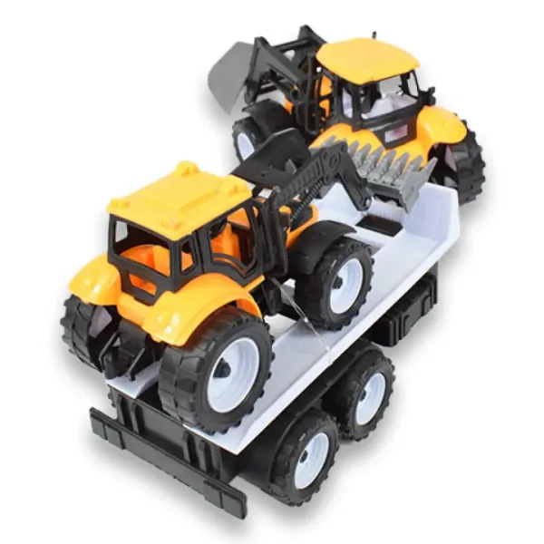 Engineering Truck: set di 2 trattori con rimorchio e macchina operatrice 46cm immagine 4