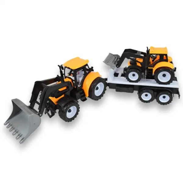 Engineering Truck: set di 2 trattori con rimorchio e macchina operatrice 46cm immagine 5