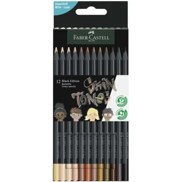 Faber-Castell: Black Edition Skin Tone set di 12 matite colorate in tonalità della pelle immagine 1