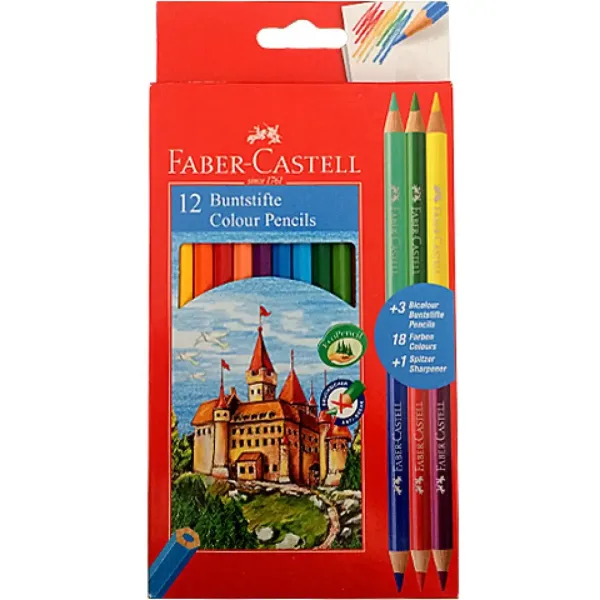 Faber-Castell: Matite colorate 12 pezzi + 3 pezzi Bicolor immagine 1