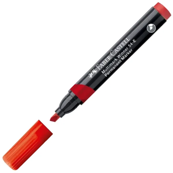 Faber-Castell: Pennarello indelebile rosso a base di alcol con punta tagliata immagine 1