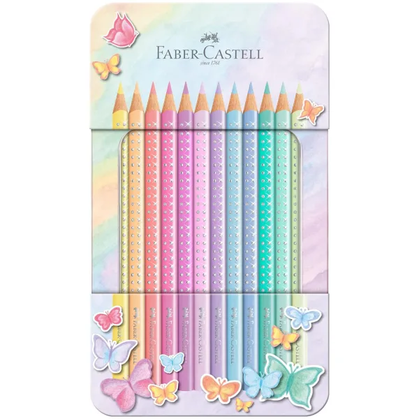 Faber-Castell: Set di 12 matite colorate pastello Sparkle in scatola di metallo immagine 1