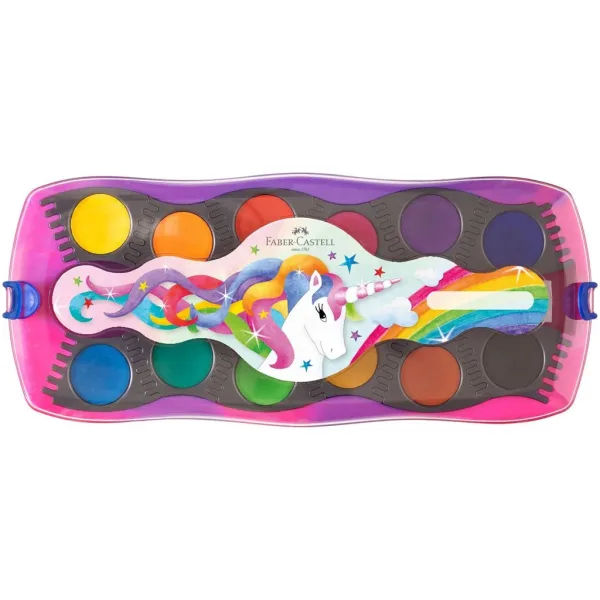 Faber-Castell: Set di acquerelli Connector 12 pezzi con palette componibili, a tema unicorno immagine 3