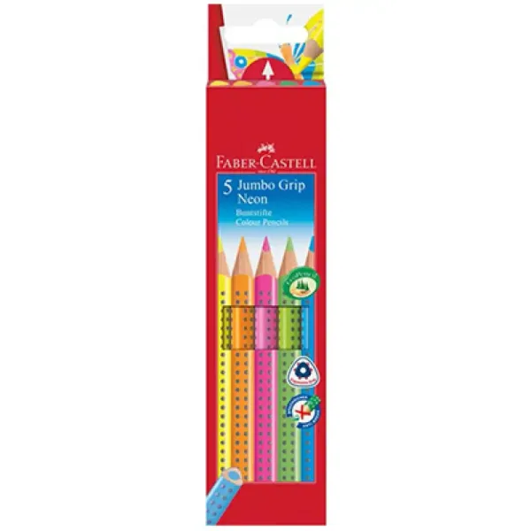 Faber-Castell: Set di matite colorate GRIP Jumbo Neon - 5 pezzi immagine 1