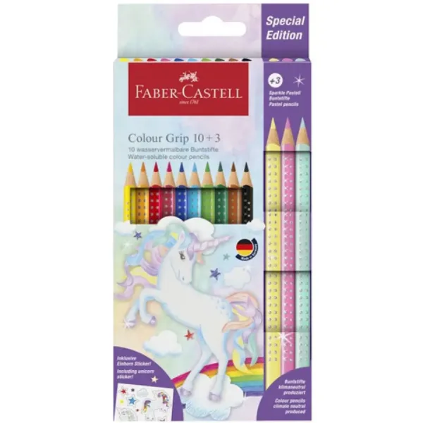 Faber-Castell: Set di matite colorate Grip Unicorno 10+3 pezzi con colori pastello immagine 1