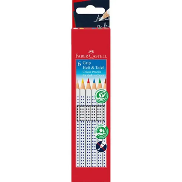 Faber-Castell: Set di matite colorate Grip per superfici scure, confezione da 6 pezzi immagine 1