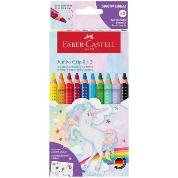 Faber-Castell: Set di matite colorate Jumbo GRIP unicorno 8+2 pezzi immagine 1