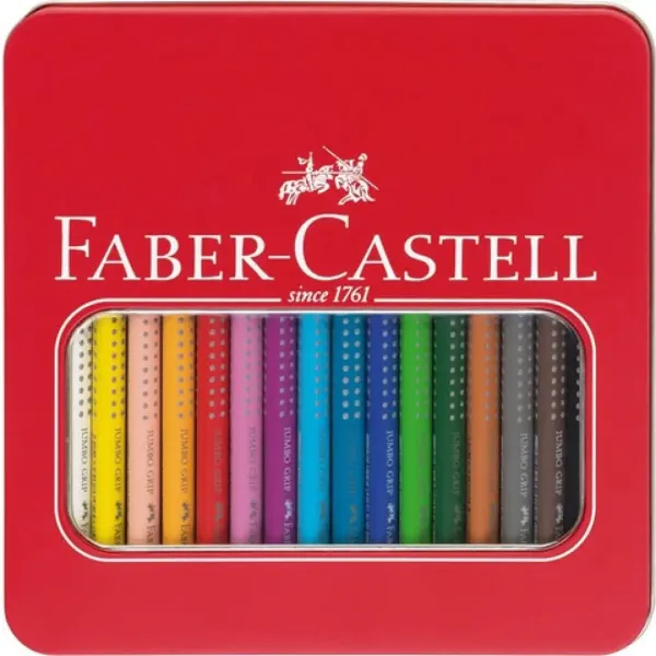 Faber-Castell: Set di matite colorate Jumbo Grip in scatola di metallo da 16 pezzi immagine 1
