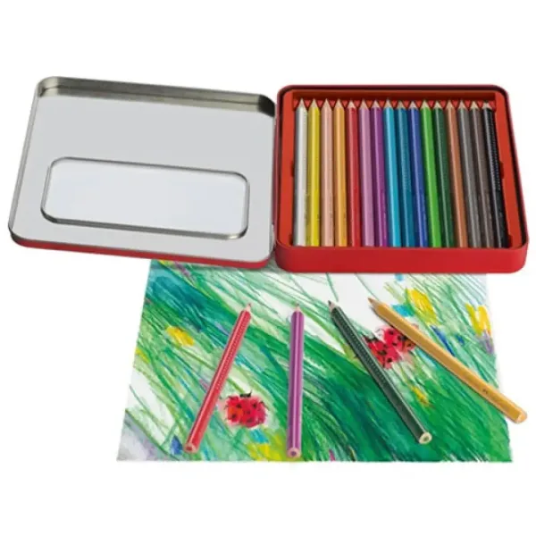 Faber-Castell: Set di matite colorate Jumbo Grip in scatola di metallo da 16 pezzi immagine 2