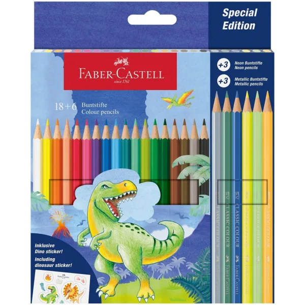Faber-Castell: Set di matite colorate con dinosauri 18+6 pezzi immagine 1