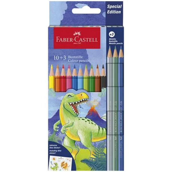 Faber-Castell: Set di matite colorate con dinosauri, confezione da 10+3 pezzi immagine 1