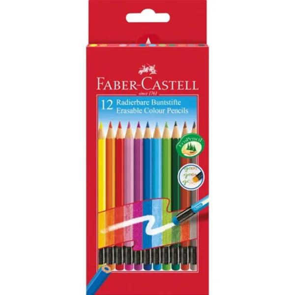 Faber-Castell: Set di matite colorate con gomma, 12 pezzi immagine 1